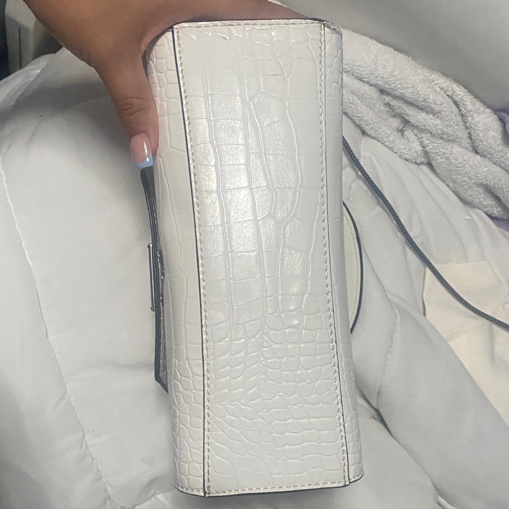 Guess White Croc-Embossed Top-Handle Satchel - Picture 3 of 7